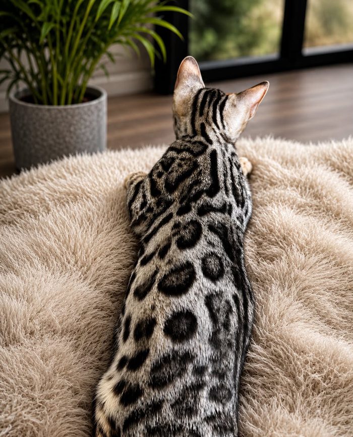 Bengal kitten resting at our Southern California cattery
